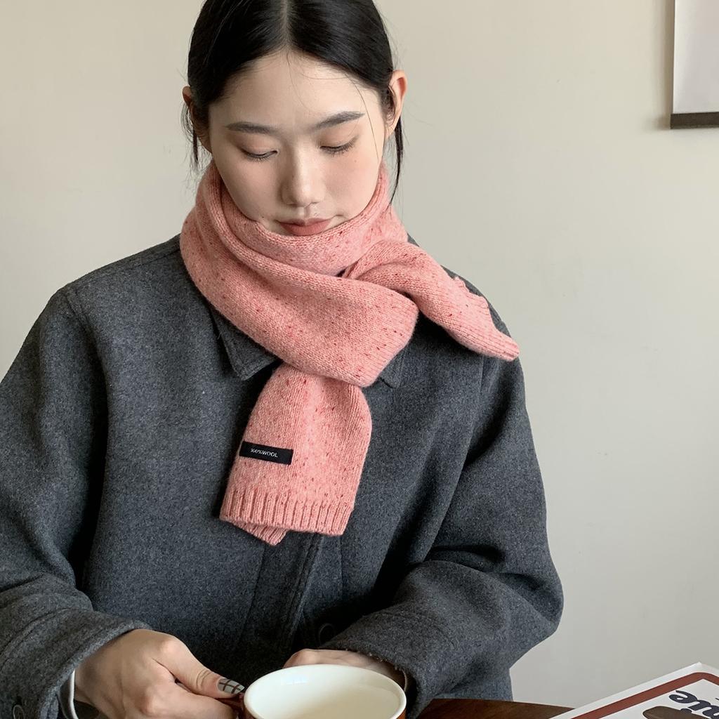 Korean Style Autumn and Winter Couples Thickened Wool Scarf Women's Warm Small Knitted Wool Scarf