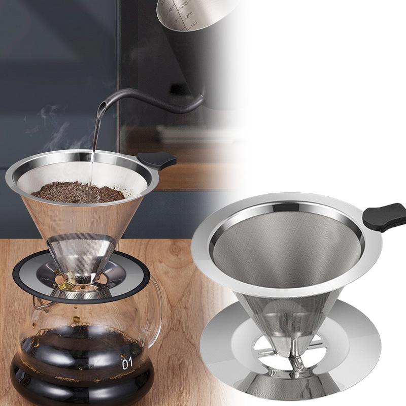 Wiederverwendbarer Kaffeefilterhalter, doppelschichtiger Kaffee-/Teesieb aus Edelstahl, Kaffeezubehör, Werkzeug zur Kaffeezubereitung