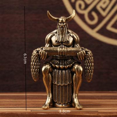 Brass Copper Small Size Shennong Emperor Yan Statue Ancient Five Emperors Figure Sculpture City Landscape Orn