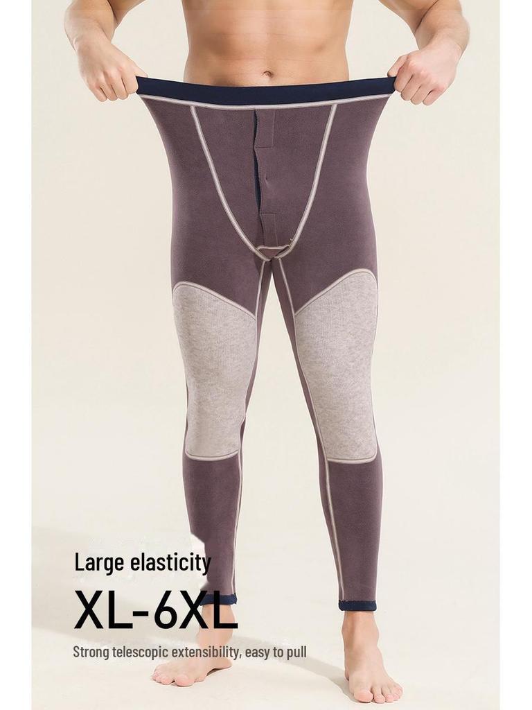 Men's and Women's Thick Velvet Knee Pads Warm Pants - Cashmere, Polar Fleece, High Waist for Middle-Aged and Elderly.