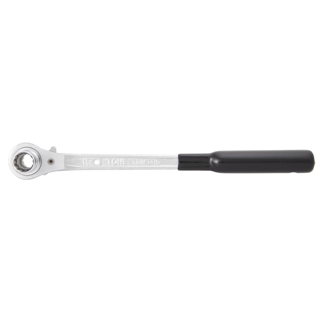 TONE Ratsche Ring Maulschlüssel 14 x 15mm CRW-1415 Schwarz,
