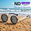 Runda Justerbara Dimbara Glasögon 9 Nivåer Dimning Fiskesolglasögon Utomhusglasögon Herr Dam