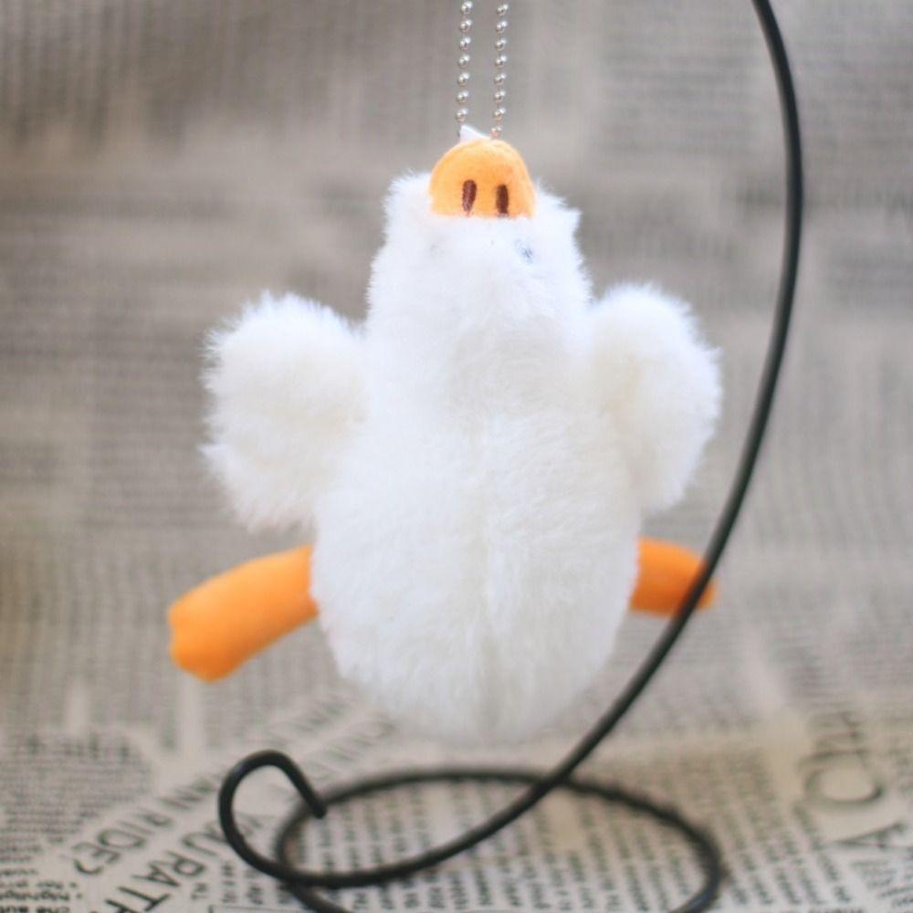 

Cartoon Animal Plush Dolls Keychain Cute Car Keyring Funny White Goose Pendant Backpack Decoration белый
