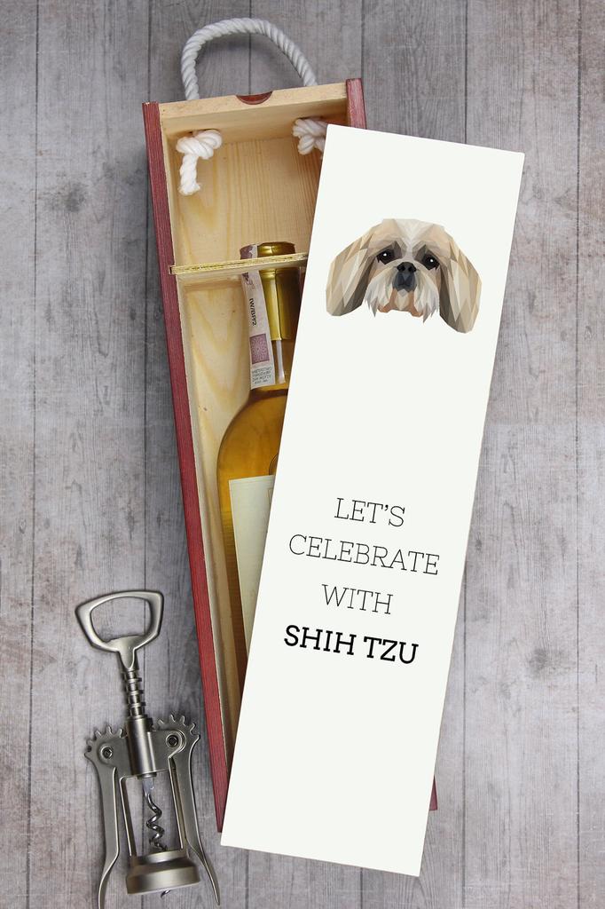 Shih Tzu, Shi Tsu, Shi-Tzu, Szi-Cu, Szitzu - Geometryczne Pudełko Ze Zdjęciem I Napisem Na Wino Marki Art-Dog