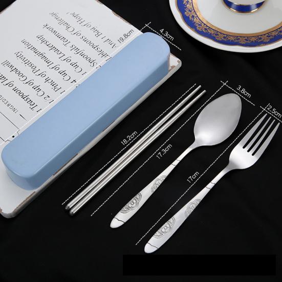 Tableware Stainless Cutlery Fork Steel Travel Camping with Spoon Chopstick Box