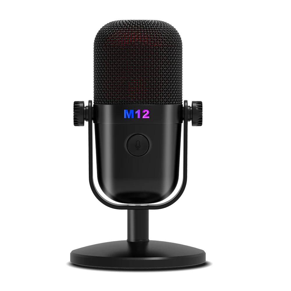 M12 USB Condenser Desktop Microphone For PC Computer Mobile Phone Singing Gaming Streaming Podcasting Recording Mic