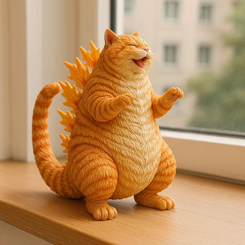 Monster Cat Figurine Cute Cat Roar Figurine Novelty Funny Monster Cat Figurine Home Office Desk Decor Gift For Fans Cat Lovers