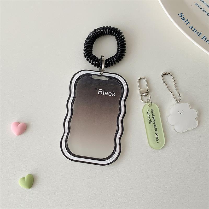 

Мягкий силиконовый держатель для карт с эластичным шнурком-подвеской, держатель для фотокарточек, хранилище для фото айдолов, защитная обложка, брелок для ключей, шарм для сумки чёрный