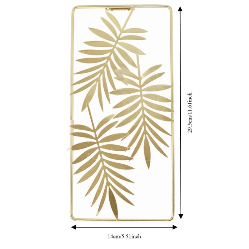 11.61 × 5.51 in Metal Leaf Wall Decor Gold Frame Iron Gold Wall Decor Leaf-shaped Handcrafted Artwork Wall Decor Bathroom