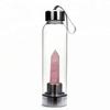 Water Bottle Natural Crystal Stone Diamond Point Healing Obelisk Wand Healing Elixir Quartz Crystal Gem Colors Rope Gemstone Cup