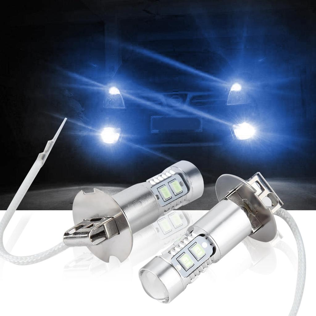 KIMISS 2pcs H3 LED Fog Lamps, 100W 1200LM 8000K Fog Lamp Daytime Running Light
