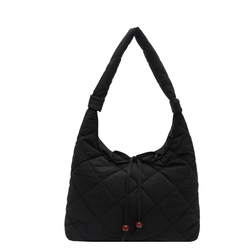 Women's Shoulder Bag with Standard Diamond Stitching Large Capacity Solid Bag