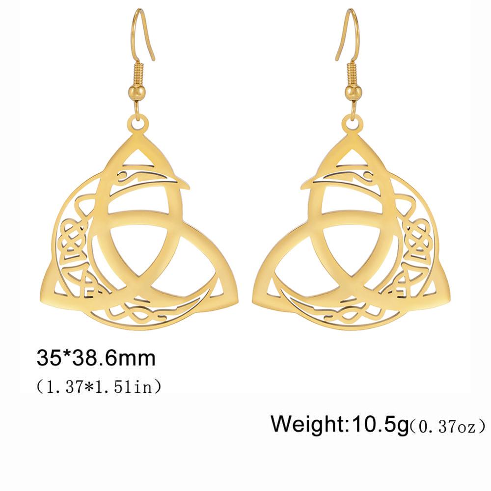 My Shape Crescent Moon Celtics Knot Drop Earrings for Women Stainless Steel Irish Knot Witch Knot Dangle Earrings Jewelry Gifts