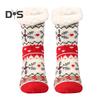 1 Pair Winter Floor Socks Thickened Fuzzy Plush Warmth Retention Christmas Print Leg Warmer Silicone Bottom Fall Winter Floor Socks Holiday Gift