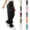 Womens Elastic High Waisted Cargo Pants Stretch Casual Wide Leg Streetwear Parachute Hiking Pants With Pockets