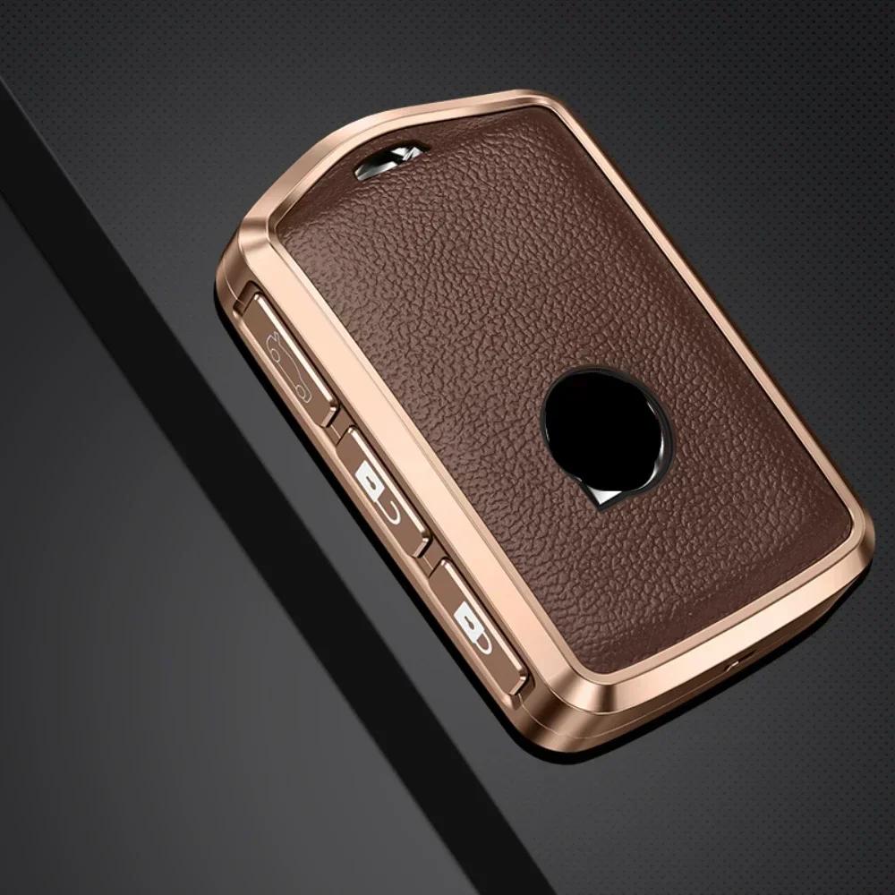 Aluminum Alloy Leather Car Key Case Cover Shell For Volvo S90 S60 Xc60 Xc90 Xc40 C40 V60 V90 T6 T8 Auto Accessaries Keychain