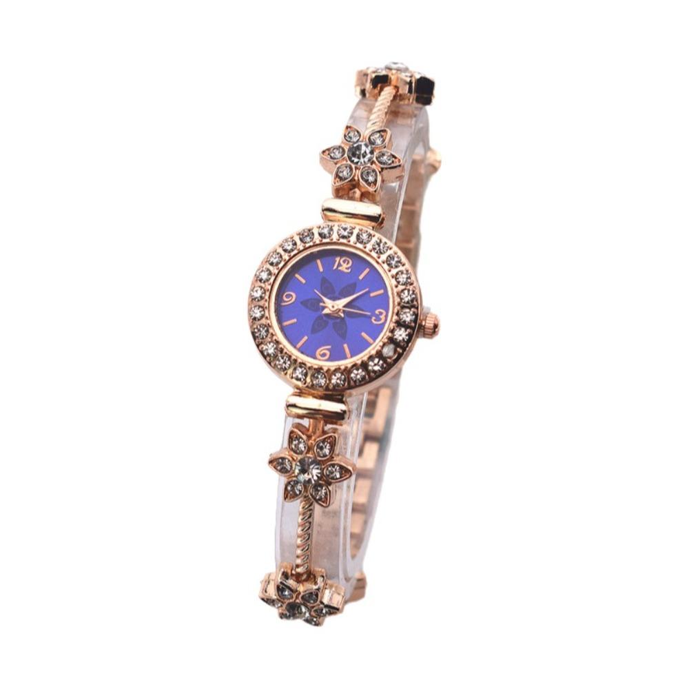 with Adjustable Bracelet Circle Shaped Watch Rhinestone Wrist Decoration Quartz Watches  Women Girl