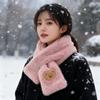 Elegant Faux Rabbit Fur Winter Warm Neck Warmer Cross Scarf Solid Color Neckerchief For Women Cute Little Bear Plush Scarf