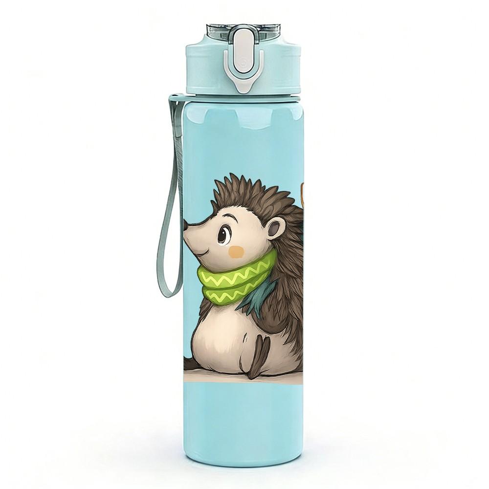1PC Backpack Travel Hedgehog 750ml Color Plastic Sports Water Bottle Leakproof Flip Straw Lid Suitable for Sports Office Home Use