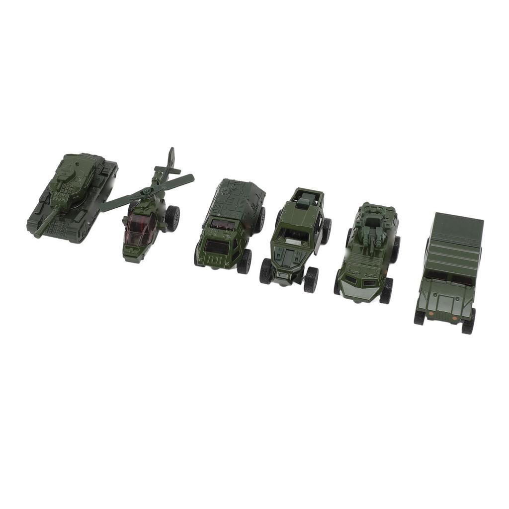 6 Stück Modell-Panzerfahrzeug Lebensechter Legierungs-Panzerwagen Spielzeug Interaktiver Reibungsantrieb Panzer