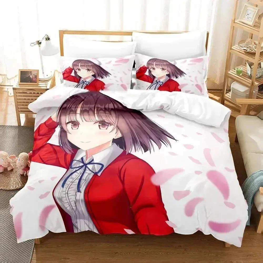 Luxury New 3D Print Anime Megumi Kato Saekano Bedding Set Duvet Cover Bed Set Quilt Cover Pillowcase Queen Boys Adult Bedding