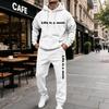 Men's Casual Letter Print Hooded Sweatshirt and Sweatpants Set, Lined Two Piece Outfit