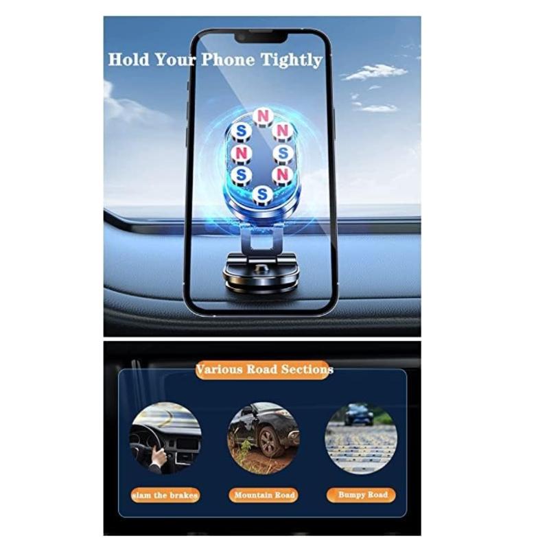 Universelle Auto-Armaturenbretthalterung, 360°-Drehung Magnetische Handyhalterung, Kompatibel mit allen Mobiltelefonen, Hergestellt aus starkem Titan und Silikon, 2er-Pack