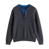 Women's Wool Blend Color-Block Fake Two-Piece Sweater