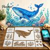 Multi Surface Painting Stencils Ocean Stencil Set, Sea Animal Wall Art Stencil, Plastic Octopus Mural Handmade Gift Making Supplies for Large