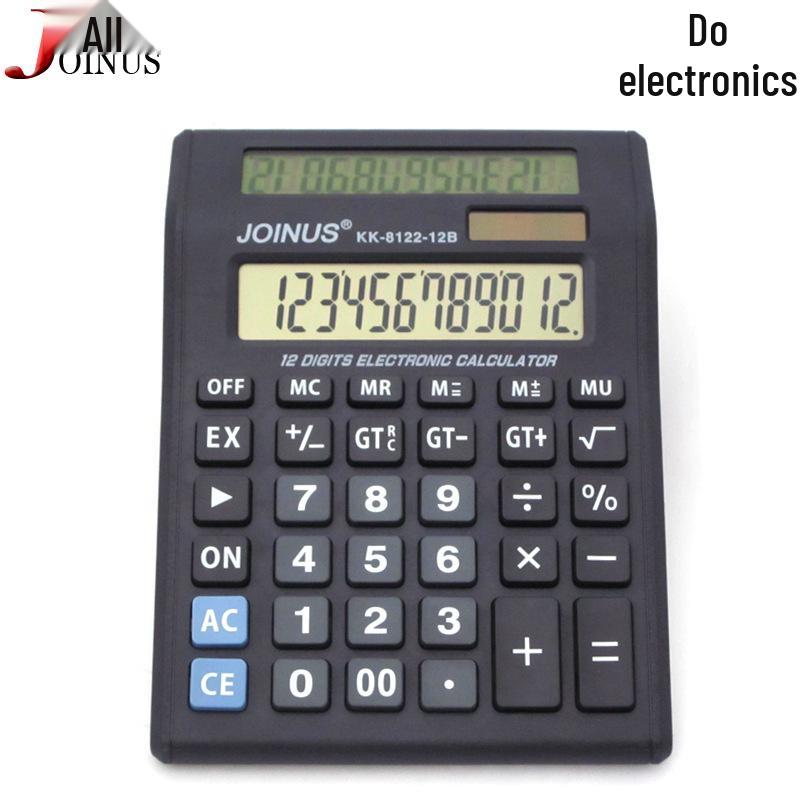 Dual Screen Solar Calculator - JS-8122: 12-Function Desktop Display for Office Use