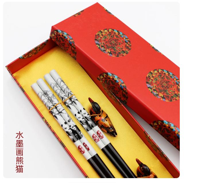 wood chopsticks 2 pairs with holders Chinese characteristics China Affairs presents best gift chopsticks souvenir