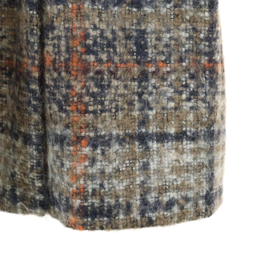 Sportmax Check Pattern Wool Blend Long Coat 36 Beige Women Used