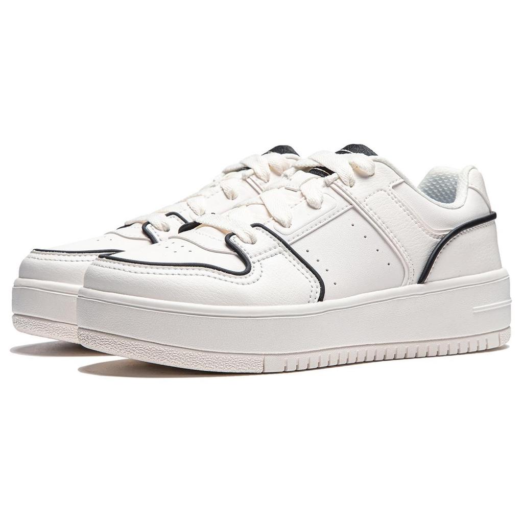 Li Ning Cheese Slip Resistant Abrasion Resistant Low Top Skateboard Shoes Women's White Black AGCU104-1