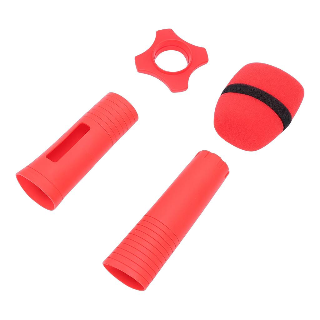 Silicone Wireless Microphone Handle Sleeve Anti Fall Mic Protection Cover with Windscreen Anti Slip Ring for KTV Home