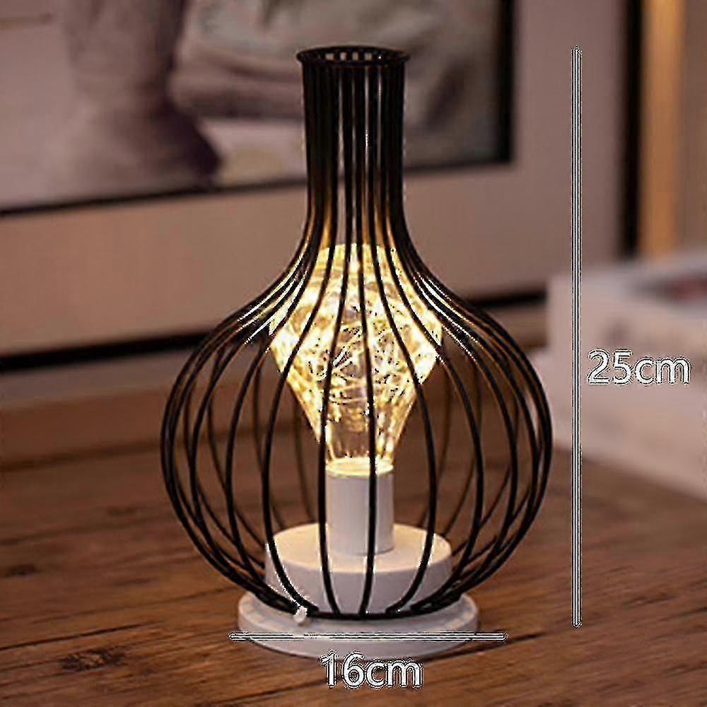 LED Lamp Retro Table Lamp Decanter Style Lamp Iron Decorative Lamp Battery Powered Modern Home Decoration