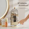 Rotating Transparent Desk Makeup Brush & Pen Organizer with Dustproof Push-Pull Lipstick Holder