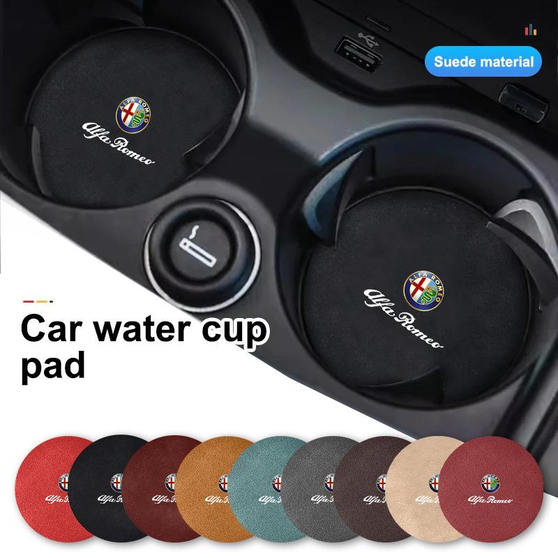 GLSRA1 2PCS Car Coaster Cup Holder Anti-slip Accessories For Alfa Romeo Giulietta 159 147 156 166 Mito Giulia GT Stelvio Tonale