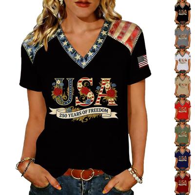 Women's Casual V Neck Short Sleeve Pullover T Shirt Lightweight Soft Fabric Relaxed Fit Everyday Wear