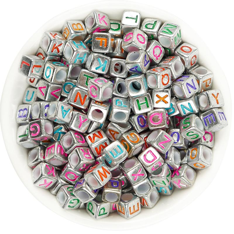 100pcs/Lot Mixed Round Flat Acrylic Letter Beads Alphabet Digital Cube Loose Spacer Beads For Jewelry Making Diy Bracelet
