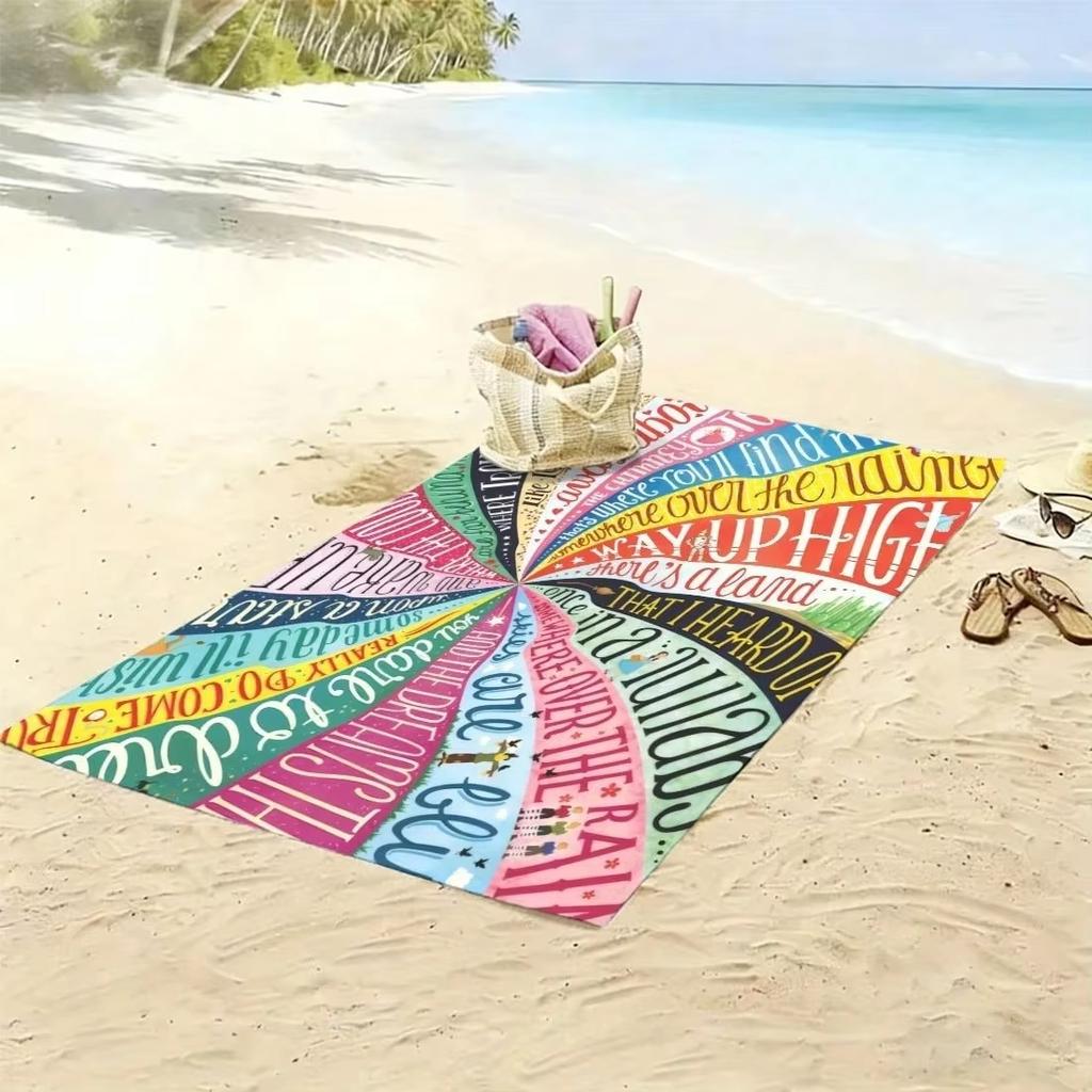 Classic Movie Musical Rainbow Beach towel-Soft Ultra-fine Fiber,fast Drying,oversized,movie night-Retro Rainbow Print Beachtowel