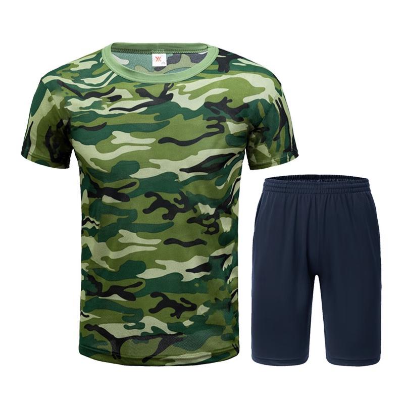 Летний камуфляжный комплект из футболки и шорт WEZHO с функцией быстрого высыхания