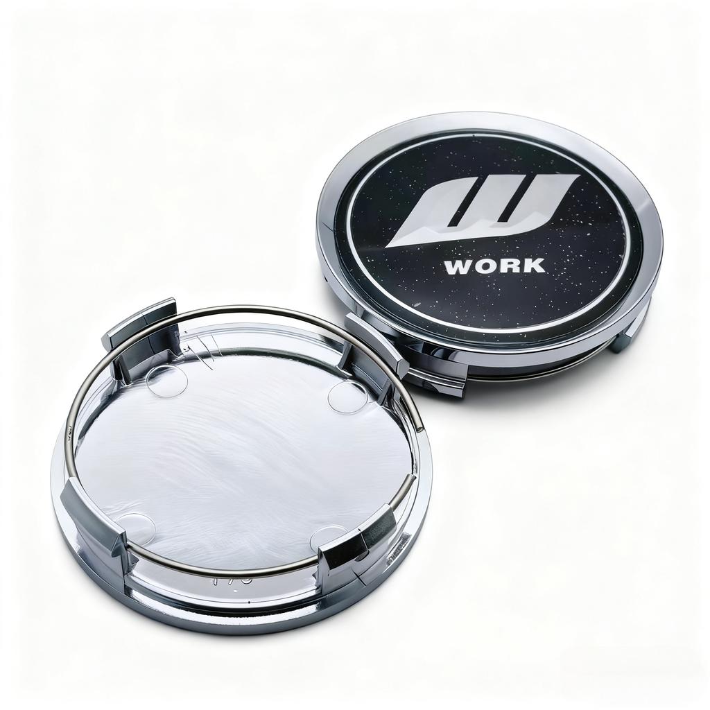 4pcs JDM W Work Logo Emblem Car Wheel Center Caps 74MM Clips 69MM Wheels Hub Dust Cap Rim Hubcaps Cover Replace Car Accessories