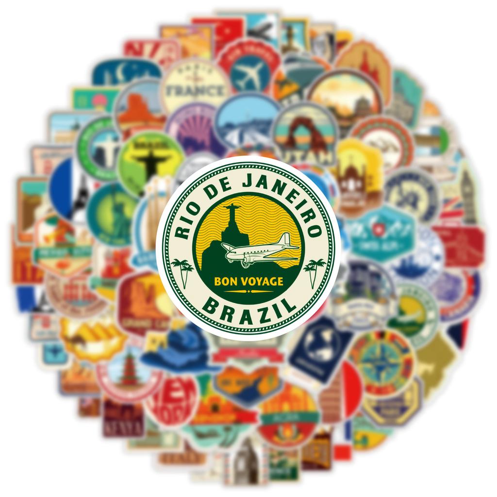 100 Stück Reise Graffiti Aufkleber Auto Handy Computer Gitarre Dekorationsaufkleber Notizbuch Wasserdichte Schreibwaren Aufkleber