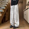 New Summer Loose Wide-Leg Casual Dirty Pants for Men, Soft and Breathable Tie-Waist Trousers