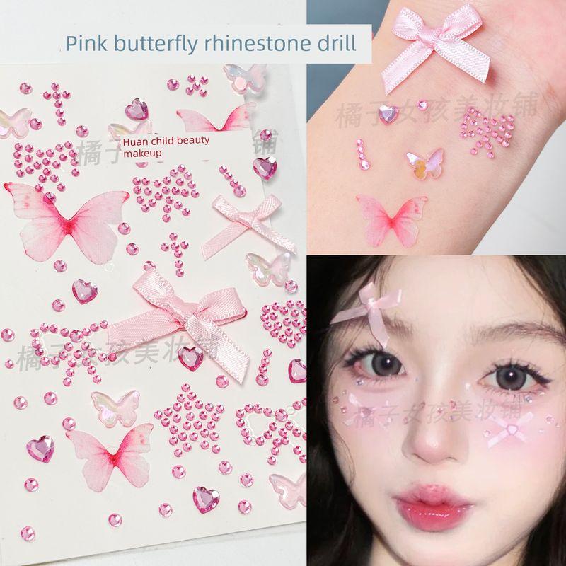Music Festival Makeup Face Pasters Butterfly Ornament Star Moon Stick-on Crystals Concert Face Sticker Ornament Ornament Rhinestone Bright Diamond
