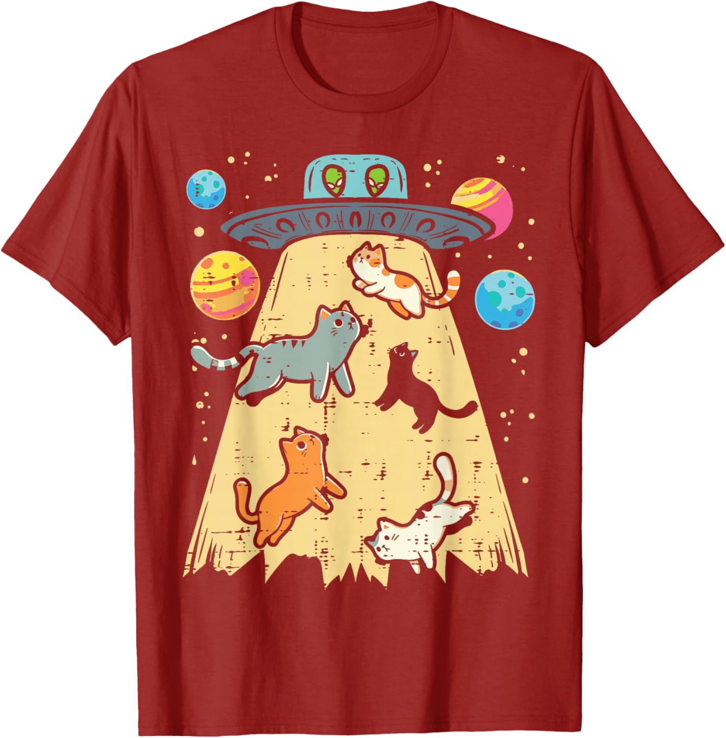 Похищение инопланетянами Коты НЛО Графическая футболка Мужская Повседневная Хлопковая Футболка с коротким рукавом Поездка S