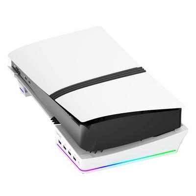 For PS5 Slim Host Horizontal Cooling Stand Base Portable Combination Storage Stand with RGB Colorful Lights