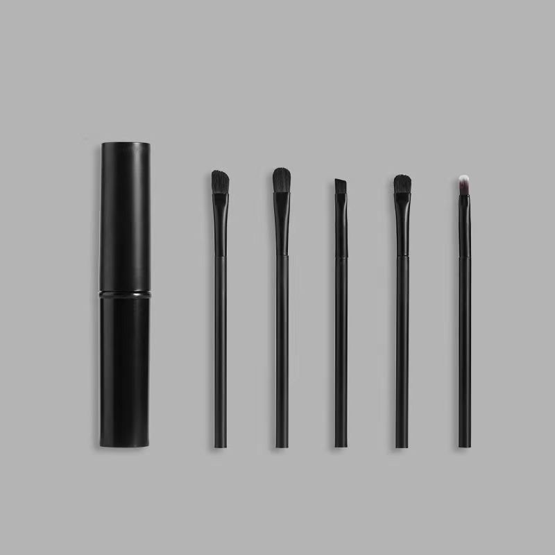 

5 кистей для макияжа Набор кистей для теней Кисть для волос Безворсовые Супермягкие Портативные Полный набор Инструменты для макияжа Получите ведро для кистей бесплатно 5-cool black [send brush barrel]]