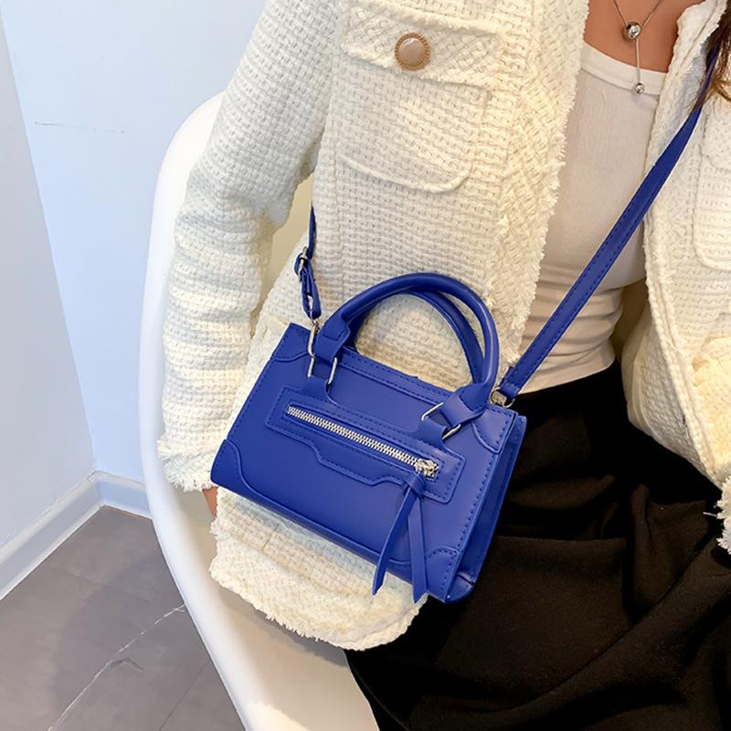 Bolsa de ombro feminina pequena de couro PU vintage com zíper quadrado bolsa crossbody