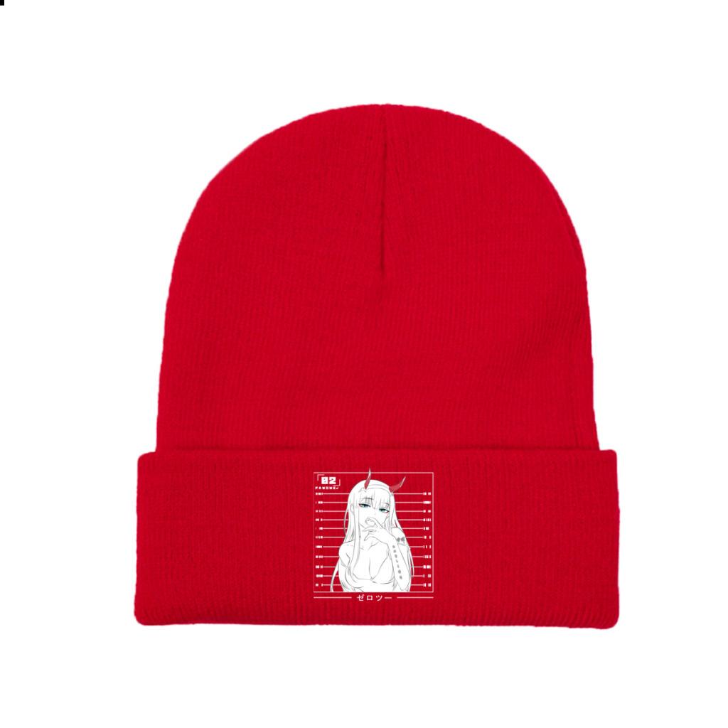Zero Two Darling In The Franxx Knitted Caps Women's Unisex's Beanie Autumn Winter Hat Polyester Sexy Crochet Cap